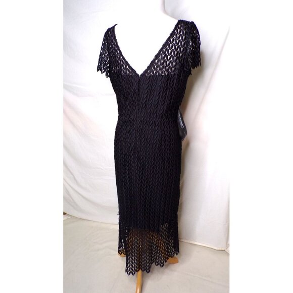🆕KAY UNGER Tatum Lace Midi Cocktail Dress 8 Black - Picture 10 of 11